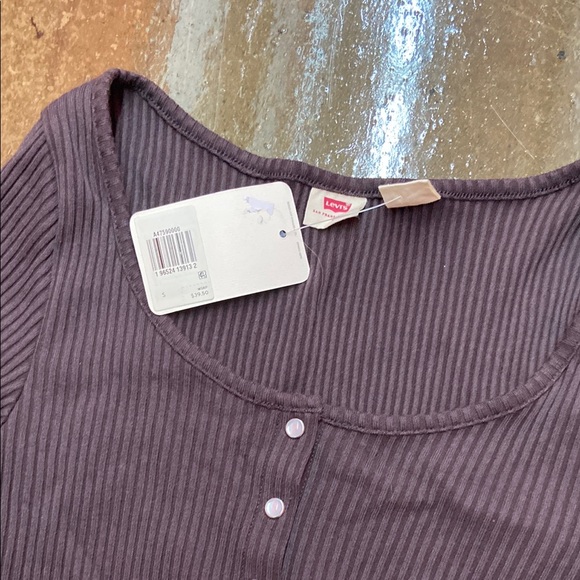 Women's Brown Long Sleeve Ribbed Top - Picture 7 of 9